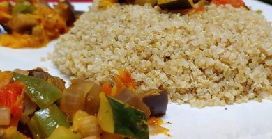 Ratatouilla vegano de quinoa verduras y calabaza